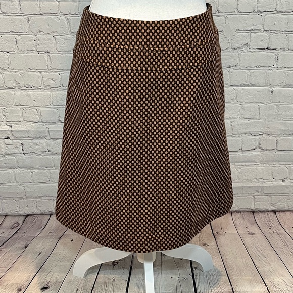 TALBOTS Skirt 100% Wool Brown w Tan Dots-4P - Picture 2 of 3